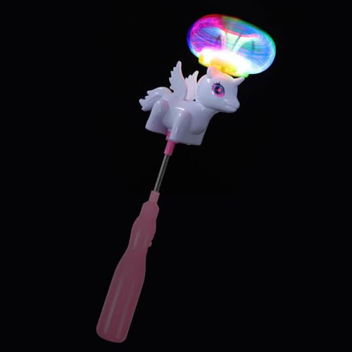 MUSISALY Moulinet Lumineux pour Garçon et Filles en Plastique Lumière LED, Baguette Magique Cheval Multicolore, Décoratif Rotatif, Fête, Noël et Anniversaire, 1 Pièce Couleur Aléatoire