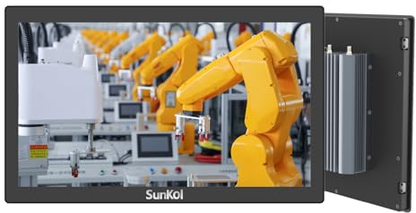 SunKol 15.6 inch Narrow Bezel Industrial Panel PC, Fanless Embedded Touchscreen, I3-7100U, IP65 Front, VESA Mount for Warehouse, Logistics, Automation (No RAM&Storage&System)