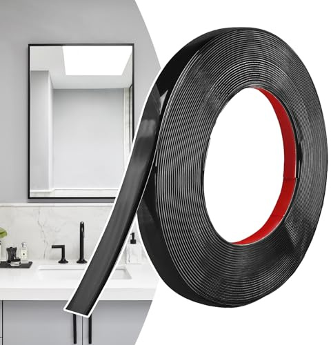 YushengTai Moulure Décorative Autoadhésive Noir Mat Peler et Coller, Bandes Murales en PVC Flexibles, idéales pour Mur, Miroir, Plafond, Sol, Armoire, Carrelage, Bords, Moulures DIY (12M x 1.5cm)