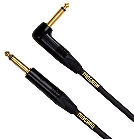 Mogami Gold INSTRUMENT-06R Guitar Instrument Cable, 1/4 TS Male Plugs, Gold Contacts, Right Angle and Straight Connectors, 6 Foot