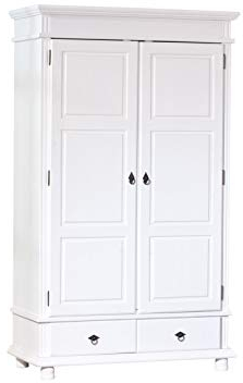 Inter Link - Kleiderschrank - Landhausschrank - Schlafzimmerschrank - Garderobenschrank - Kiefer massivholz - weiss lackiert - Danz