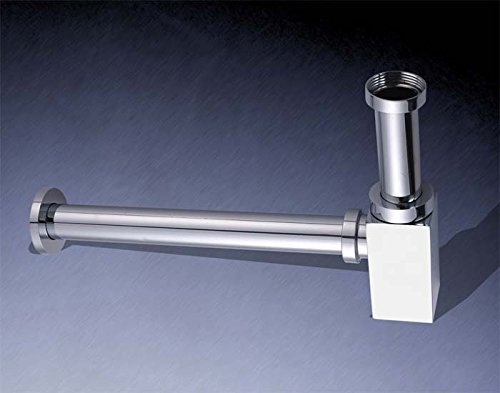 HAC24 Design Siphon Eckig Deluxe Design Messing Mit integriertem Geruchsschutz! Geeignet für alle gängigen Wasch- und Spültische. Deutsche Norm