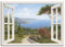ARTLAND Wanddeko Leinwand Bilder Wandbild 100x70 cm Fensterblick Fenster Küste Meer Bucht Landschaft Natur Malerei Kunst T4EF