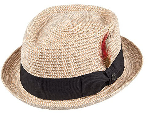 Jaxon & James Chapeau Pork Pie Diamond Crown en Paille Toyo Tressée Naturel Medium