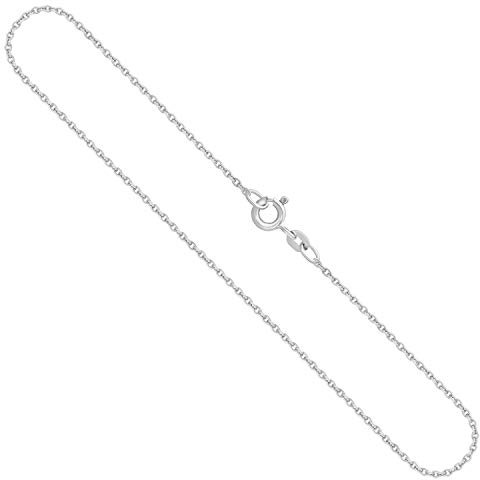EDELIND Goldkette, Ankerkette rund Weißgold 585/14 K, Länge 50 cm, Breite 1.5 mm, Gewicht ca. 3.5 g., NEU