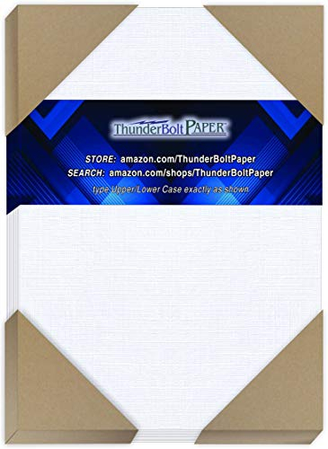 150 Blatt helles weißes feines Leinen, 36,3 kg Deckpapier, 14,9 x 21,9 cm, halbe Briefgröße – 36,3 kg/Pfund-Karten-Gewicht – feines Leinenstruktur-Finish – hochwertiger Karton