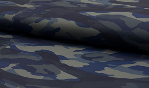 StoffBook DUNKELBLAU/GRAU EDEL BAUMWOLLE LEDER-BESCHICHTUNG CAMOUFLAGE STOFF STOFFE, D291