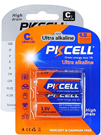 Batterie C da 1,5 V ultra alcaline, colore: arancione/blu