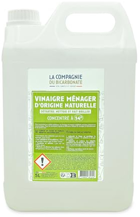 Compagnie Du Bicarbonate - Vinaigre blanc français - 5L | Nettoyant Multi-Usage - Entretien Maison - Détartrant Écoresponsable - Idéal pour Cuisine et Salle de Bain