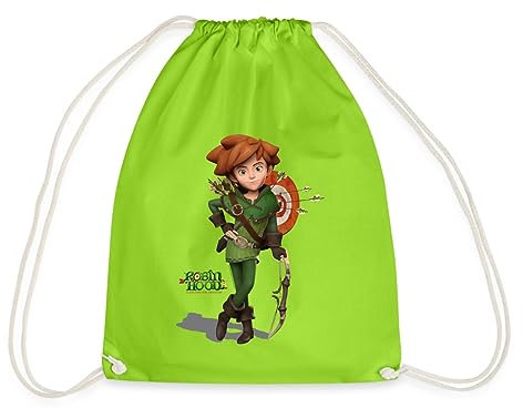 Spreadshirt Robin Hood Mit Pfeil Und Bogen Turnbeutel, One size, Neongrün
