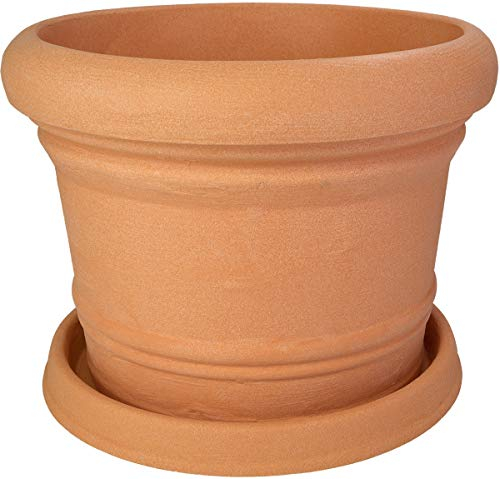 Pot de fleurs Palermo avec soucoupe assortie en différentes couleurs et tailles, couleur : impruneta, diamètre : 60 cm