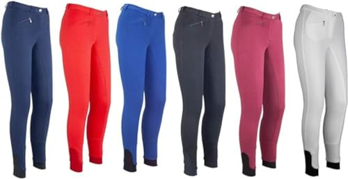 RL24 - Reithose für Damen Flex Basicline | Reiterhose mit Tasche & Silikon-Vollbesatz | elastische & atmungsaktive Vollbesatzreithose | Reitleggings in Weinrot | Reitbekleidung in Größe 52