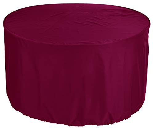 Kaufpirat Premium Abdeckplane Rund Ø 80x75 cm Essbank Sitzbank Holzbank Gartenmöbel Gartentisch Hülle Abdeckung Haube Schutzhülle Abdeckhaube 900 D, 500 g/m², 6.000 mm Wasserbeständigkeit Bordeaux