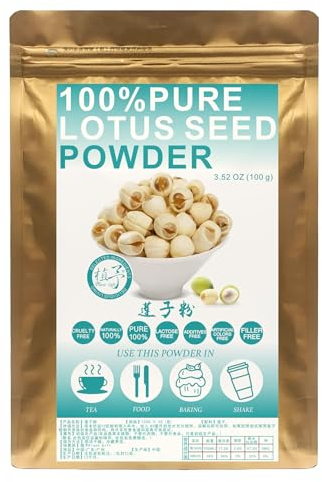 Plant Gift 100% Pure Lotus Seed Powder 莲子粉 Natural Lotus Seed Flour, Adds Flavor and Taste Non-GMO Powder, No Filler, No additives 100G/3.25oz
