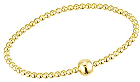 MATERIA Gold Perlen Armband Frauen Mädchen - 925 Silber Stretcharmband vergoldet Kugeln 17cm + Geschenk Etui SA-94