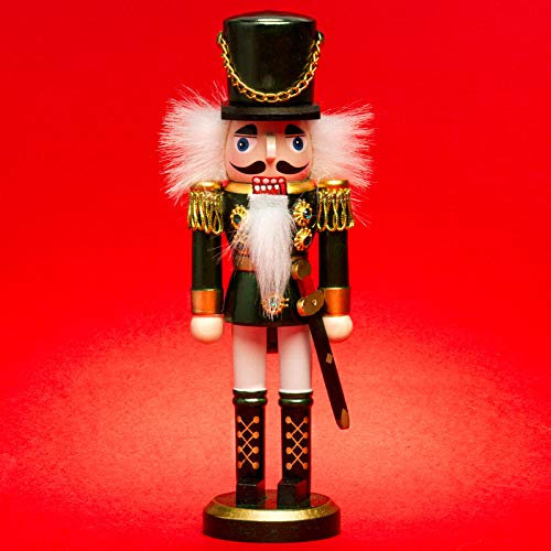 SIKORA NK-I Deko Nussknacker Figur aus Holz Verschiedene Motive 3 Größen, Größe:Höhe ca. 20 cm, Farbe/Modell:Soldat grün Weiss