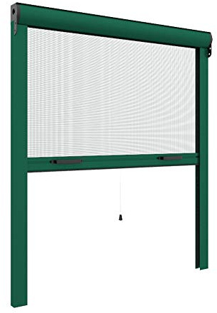 Zanzanet Zanzariera verticale per finestre 32 mm Mini ultra sottile su misura personalizzabile a rullo con molla telaio con profilo robusto e resistente in alluminio Made in Italy Verde