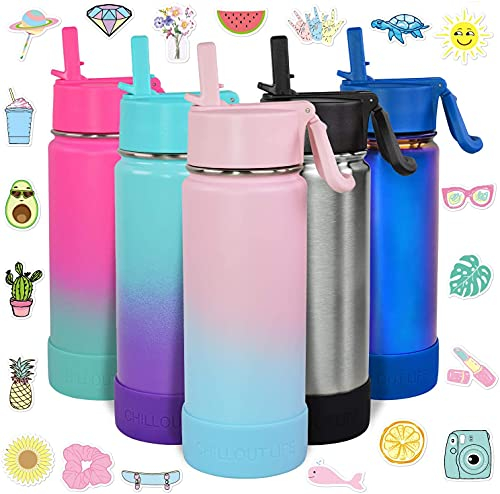 CHILLOUT LIFE Trinkflasche aus Edelstahl mit Strohhalm 17 oz Cotton Candy