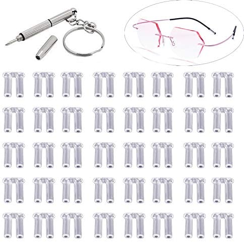 YouU 1,4/1,5/1,6 mm je 50 Stück Randloses Brillenzubehör Brillenreparaturwerkzeug für Brillenreparaturteile Und ein Mini-Schraubendreher(Gesamt 151 Stück)