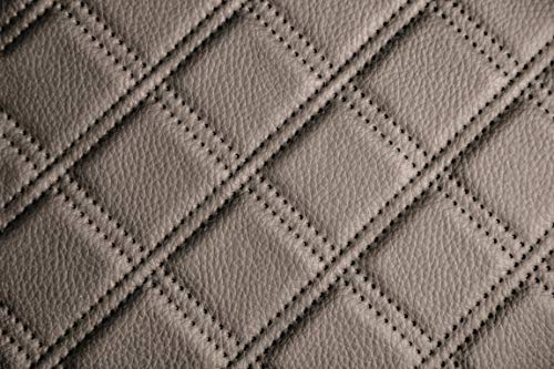 Kunstleder, Polsterstoff, kaschiert gesteppt Meterware, Doppel Karo, wasserabweisend, robust, taupe 140cm