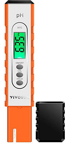VIVOSUN Digitales pH-Meter mit ATC und 0,01 pH Hoher Genauigkeit, pH-Messgerät mit 0-14 pH-Messbereich, Wasserqualitätstester für Hydroponik, Trinkwasser im Haus, Schwimmbad und Aquarium, Orange