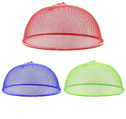 PEBBLE HUG 28 Cm Round Metal Food Cake Dome Mesh for Outdoors, Food Cover Reusable and Collapsible Outdoor Food Cover, Food Protector Parties Picnics - Pack of 1