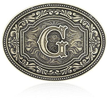 Btilasif Western-Gürtelschnalle mit Initialen Buchstaben ABCDEFG bis Z Cowboy Rodeo Gürtelschnalle für Männer Frauen Cowboy Cowgirl, g