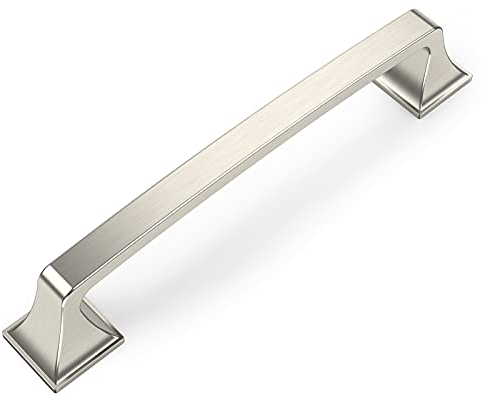Amerdeco 6 Stück Möbelgriffe Gebürsteter Nickel 128mm Lochabstand Zinklegierung Griffe für Küchenschränke Schrankgriffe Schubladengriffe Türgriffe für Küchenschränke Kleiderschrank UK0015