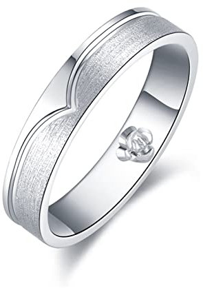 Ringe Herren, Promise Ring Weißes Gold Platin Einfacher Kreis Ring Heiratsantrag Geschenke Größe 60 (19.1)