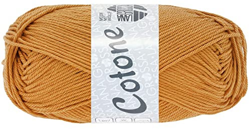 LANA GROSSA Cotone | Baumwollbasicgarn | Handstrickgarn aus 100% Baumwolle | 50g Wolle zum Stricken & Häkeln | 125m Garn FB 130