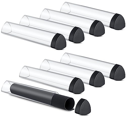 Hsei 8 Pcs Gaming Prism Playmat Tube 15 Inch Play Mat Poster Holder Tube Easy in and Out Playmat Case for Card Storage Toy Card Play Mat, Won't Roll Off Surfaces(Black, Clear)