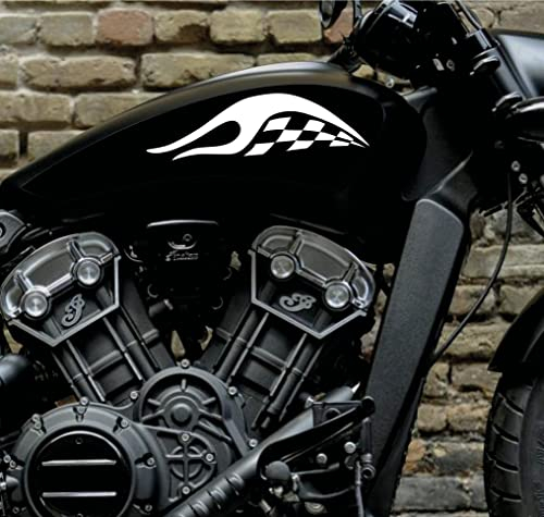 DualColorStampe Aufkleber kompatibel mit Indian Motorrad Tank DX-SX Motorrad Sticker Motorrad Schachbrett COD.M0274 (Weiß)