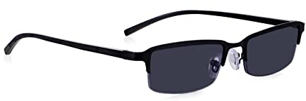 Read Optics 1.5 Lesesonnenbrille für Herren, Halbrahmen aus Metall, gebrauchsfertig, schwarz getönte Sonnenbrille, Federscharniere für bequemen Sitz. UV- und Sonnenschutz