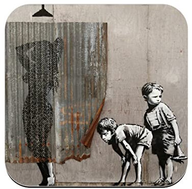 Untersetzer aus Kork – Banksy Voyeur Kinder Street Art Graffiti – 1 Stück (95 x 95 mm)