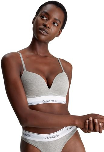 Calvin Klein Women’s Push Up Plunge Underwire Bra, Grey (Grey Heather), 36D