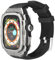 Luxury Metal Case for Apple Watch Ultra 49mm Band with Cover Heavy Duty Rugged Case Silicon Strap for men Full Protective Cover (Silver)
