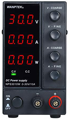 HUIOP wanptek Fuente de alimentación CC conmutada NPS3010W 0-30V 0-10A Pantalla LED de 3 dígitos Fuente de alimentación Ajustable de Alta precisión CA 115V/230V 50/60Hz Salida Doble regulada por