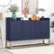 Aparador 120x80x30 cm, con Mucho Espacio de almacenaje, Mueble de Cocina, Buffet con 4 Puertas, Valla anticaída, Base de Metal Dorado, para Comedor y salón, Color Azul Marino