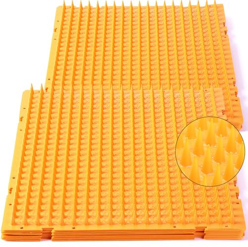 Nuanchu 16 Pack Cat Repellent Outdoor Mat Cats Dogs Plastic Mats with Spikes Bendable Spiked Deterrent Training PET for Indoor Supplies, 18.3 Square Feet, x 13 Inch (Orange)
