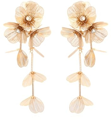 Boho Hawaiian Blume Lange Dangle Ohrringe für Frauen, Bohemian Gold Layered Petal Übertriebene Hochzeit Schmuck Ohrringe für Mädchen