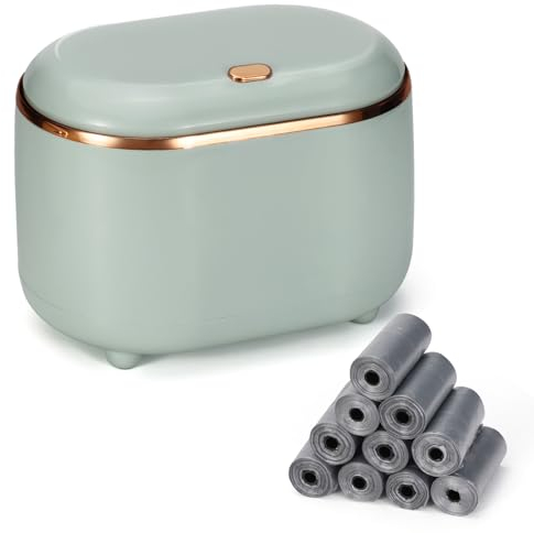 Realand Mini poubelle avec 200 sacs poubelle, comptoir de luxe Mini poubelle avec couvercle, mini poubelle de bureau pour salle de bain, dessus de table, table de chevet poubelle panier