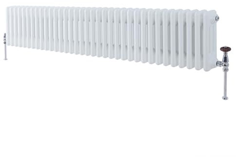 Milano Windsor White Cast Iron Style Horizontal Triple Column Radiator - 300mm x 1595mm