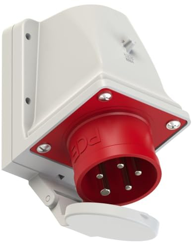 CEE Steckdose Stecker Kupplung Starkstrom Drehstrom Anbausteckdosen Wandstecker PCE CEE-Wandsteckdose 16A/32A/63A 6h IP44/IP67, TYP:CEE-Wandgerätestecker 32A 5p 6h IP44 mit Deckel