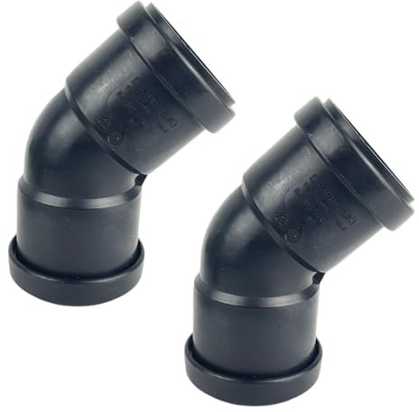 Duraplast UK™ Push Fit Waste 45° Obtuse Bend – 32mm DS Pipe Connector – PVC with Ceramic Finish – Black (Pack of 2)