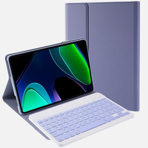 Jeloyutek für Xiaomi Redmi Pad SE 2023 Tastatur Hülle, QWERTZ Layout Magnetisch Abnehmbarer Tastatur mit Hülle für Xiaomi Redmi Pad Se 11 Zoll 2023, Lila