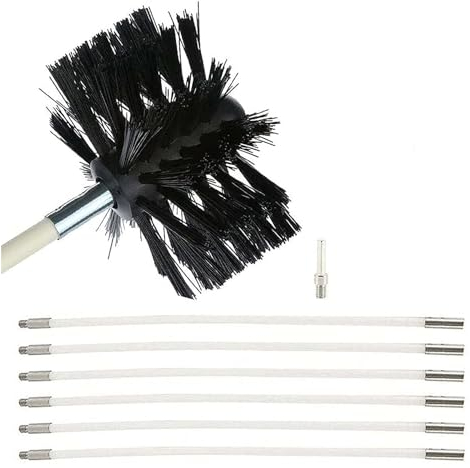 Flexible Pellet Stove Cleaning Kit Chimney Cleaning Brush Rods Diameter Length for Chimney Gutter Ventilation Pipes Chimney Cleaning Kit (Color : 6 Rods, Size : 410mm)