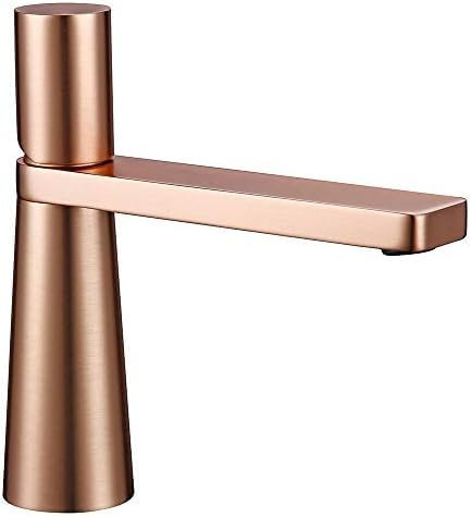 Waschbecken-Badezimmerarmaturen, Messing, Einzelloch, Einzelgriff, 360-Grad-Drehung, Deckmontage, Heißes Und Kaltes Wasser, Gebürstetes Gold,Gebürstetes Roségold