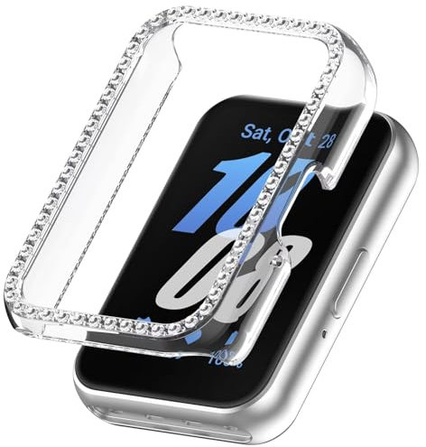 FTRONGRT Case for Samsung Galaxy Fit 3, Half Pack PC Diamond Watch Protective Case, Shock Resistant, Case Cover for Samsung Galaxy Fit 3 Smartwatch. Transparent