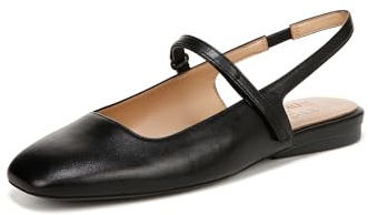 Naturalizer Womens Connie Mary Jane Slingback Ballet Flat Black Leather 6.5 W
