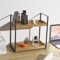 Inscrip Multifunktionales Holzregal,2 Schichten Standregal Badezimmer Organizer - Badregal ohne Bohren aus Holz und Metall, für Bad Aufbewahrung, für Kosmetik Organizer Order Schminktisch (Holzfarbe)